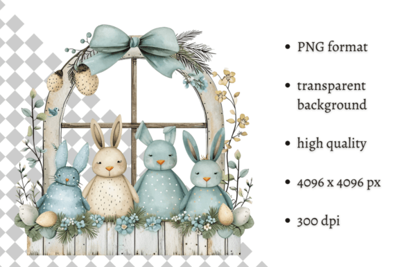 Download Cute Watercolor Blue Easter Bunnies PNG - Bunnies Collection