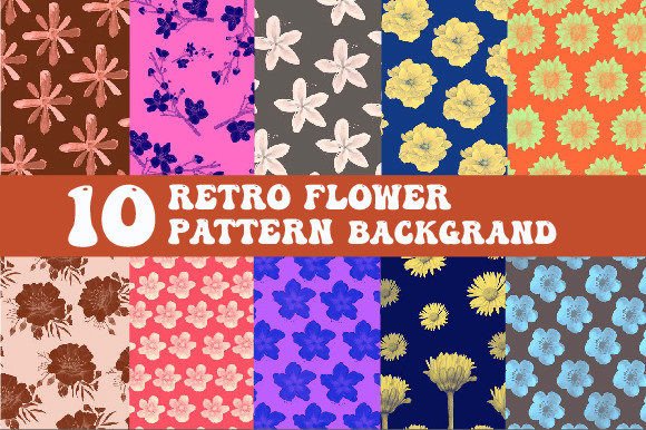 Download Retro Flower Pattern Background Vol.2 - Retro Collection