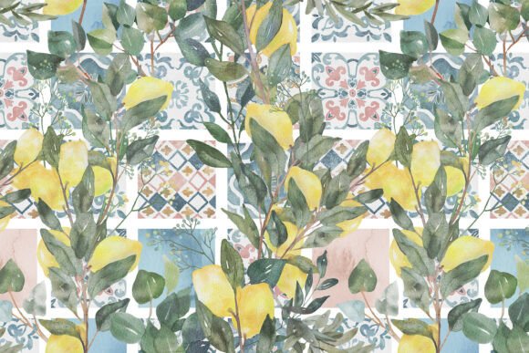 Download Lemons &amp; Tiles Mediterranean PNG Pattern - Png pattern Collection