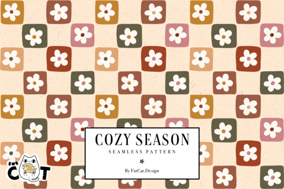 Download Cozy Season Retro Flower Pattern - Retro Collection