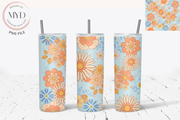 Download Retro Flower Pattern Sublimation Tumbler - Retro Collection