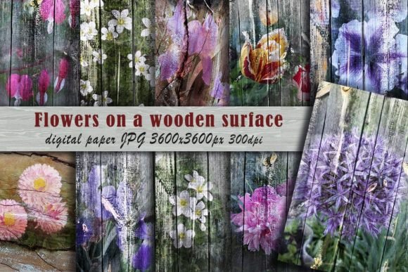 Download Flowers on Wooden Surfaces. - Surface Collection