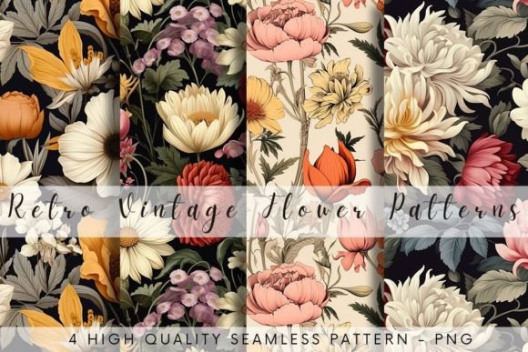 Download Vintage Retro Flower Pattern Sublimation - Retro Collection