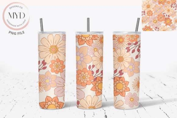 Download Retro Flower Pattern Sublimation Tumbler - Retro Collection