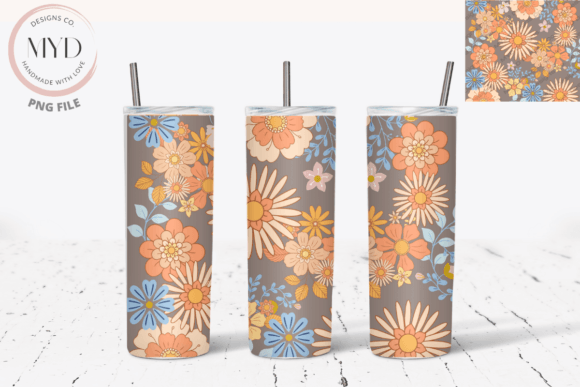 Download Retro Flower Pattern Sublimation Tumbler - Retro Collection