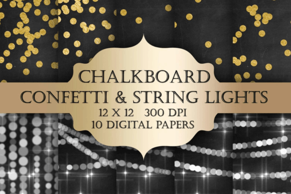 Download Chalkboard Gold Foil Confetti &amp; Bokeh - Premium Bundle