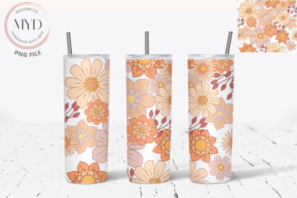 Download Retro Flower Pattern Sublimation Tumbler - Retro Collection