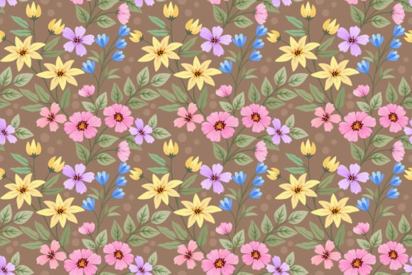 Download Cute Colorful Flowers and Leaf Pattern. - Leaf pattern Collection