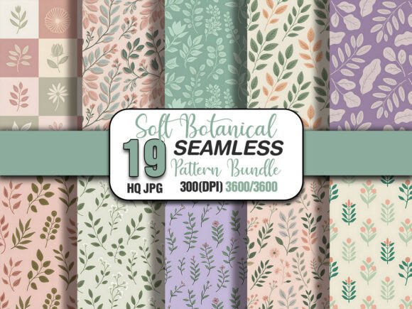 Download Soft Botanical Leaf Pattern Bundle - Leaf pattern Collection