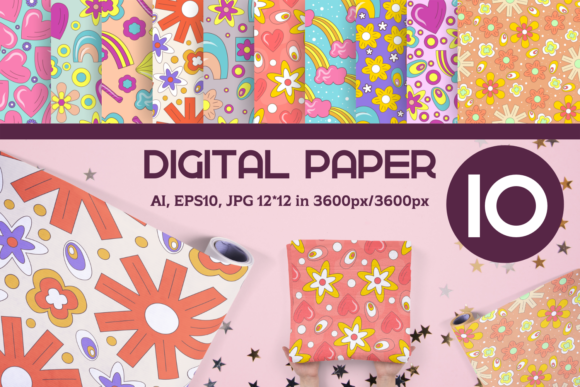 Download 70s Summer Retro Digital Paper 12x12 - Retro Collection