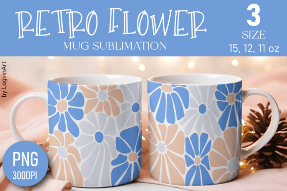 Download Retro Flower Pattern Mug | Floral Design - Retro Collection