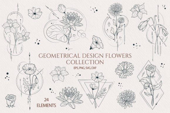 Download Geometrical Design Birth Month Flowers - Geometrical Collection