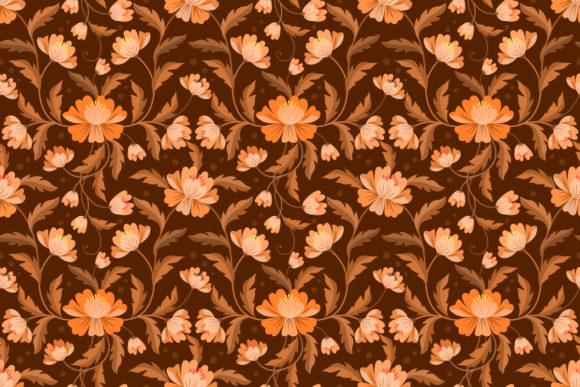 Download Yellow Brown Flowers and Leaf Pattern. - Leaf pattern Collection