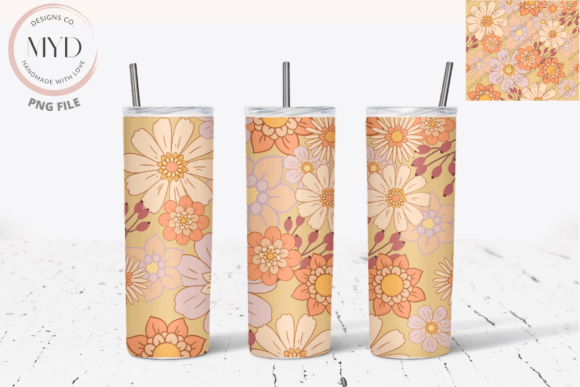 Download Retro Flower Pattern Sublimation Tumbler - Retro Collection