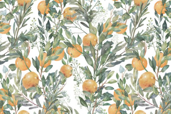Download Oranges &amp; Herbs Watercolor PNG Pattern - Png pattern Collection