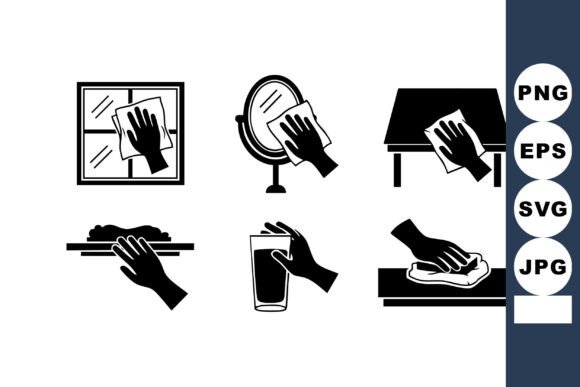 Download Cleaning Hands Wiping Surfaces Icons - Surface Collection