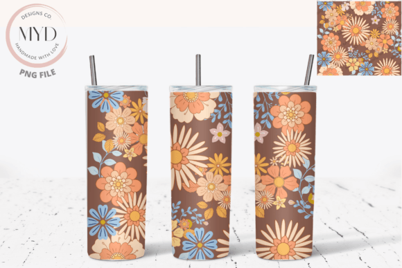 Download Retro Flower Pattern Sublimation Tumbler - Retro Collection
