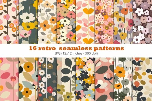 Download Retro Flower Pattern Floral Paper Set - Retro Collection
