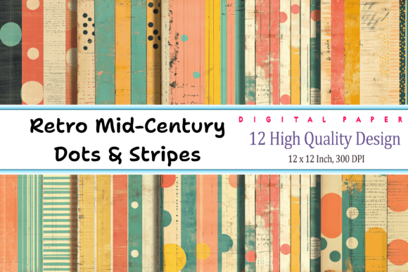 Download Retro Mid-Century Dots &amp; Stripes Journal - Retro Collection