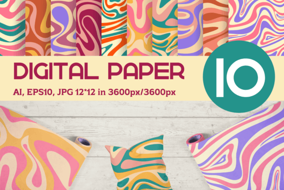 Download Retro Abstract Digital Paper 12x12 - Retro Collection
