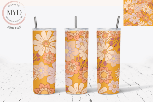 Download Retro Flower Pattern Sublimation Tumbler - Retro Collection