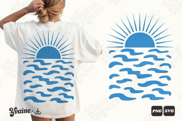 Download Retro Summer Sunrise Ocean Waves SVG PNG - Retro Collection