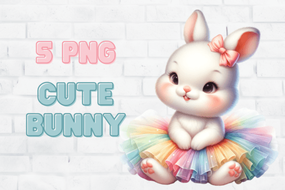 Download Watercolor Ballet Bunnies in Tutu Dress - Bunnies Collection