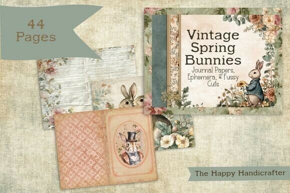 Download Vintage Spring Bunnies Junk Journal Kit - Bunnies Collection