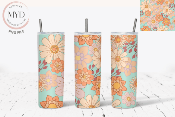 Download Retro Flower Pattern Sublimation Tumbler - Retro Collection