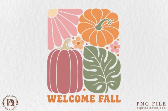 Download Welcome Fall Boho Pumpkin Retro PNG - Retro Collection
