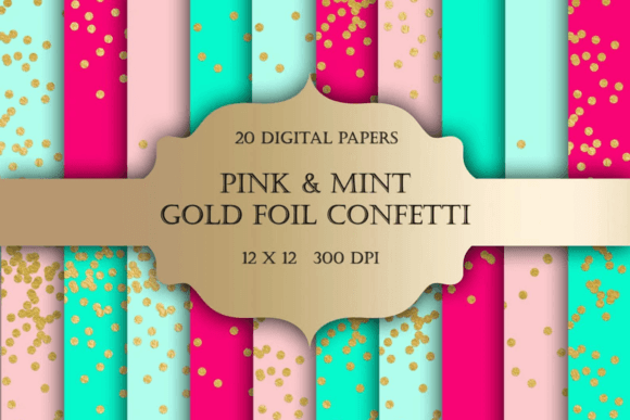 Download Pink Gold Foil Confetti Digital Paper - Premium Resources