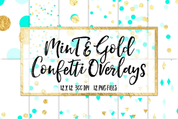 Download Mint &amp; Gold Foil Confetti Overlays - Premium Resources